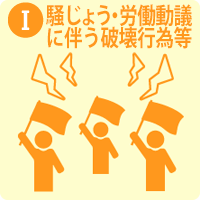 騒じょう、労働争議に伴う破壊行為等